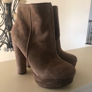 ‘Maple Brown’ Suede Block Heel Bootie